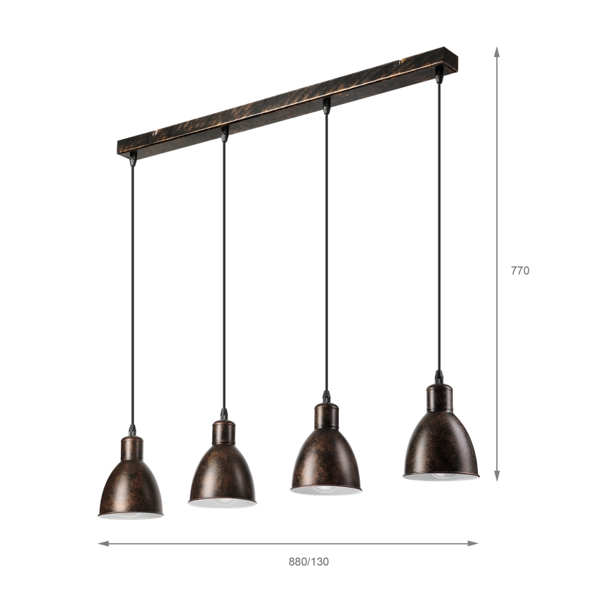 Brilagi - LED liustra ant troselio RIDDY 4xE27/60W/230V varinė/patina