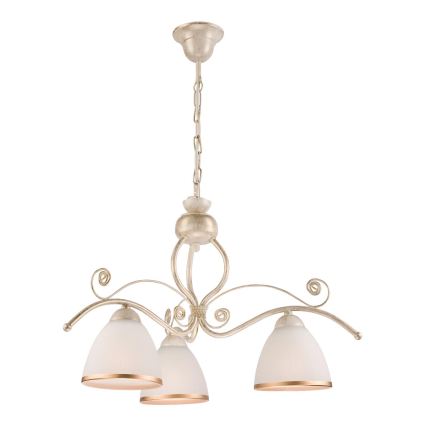 Brilagi - LED liustra ANTICO, pakabinama ant grandinės, 3xE27/60W/230V, 3000K, balta patina