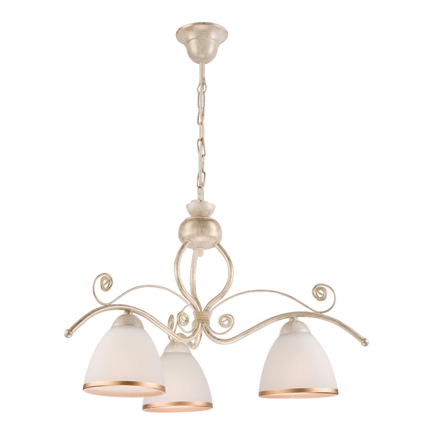 Brilagi - LED liustra ANTICO, pakabinama ant grandinės, 3xE27/60W/230V, 3000K, balta patina