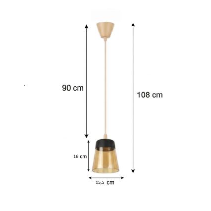 BRILAGI - LED pakabinamas šviestuvas ant laido RETRO GLASS 1xE27/60W/230V Ø 15,5 cm smėlio/dūminė smėlio/juoda