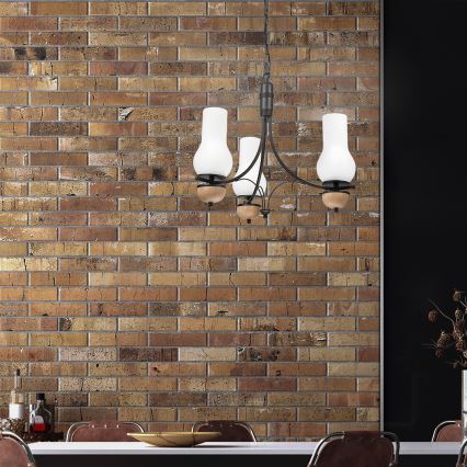 Brilagi - LED liustra su grandine COTTAGE 3xE14/40W/230V ąžuolas/juoda/balta
