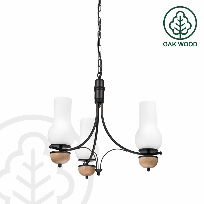 Brilagi - LED liustra su grandine COTTAGE 3xE14/40W/230V ąžuolas/juoda/balta