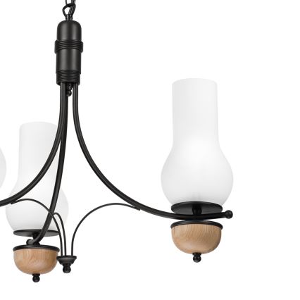 Brilagi - LED liustra su grandine COTTAGE 3xE14/40W/230V ąžuolas/juoda/balta