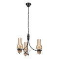Brilagi - LED liustra su grandine COTTAGE 3xE14/40W/230V ąžuolas/juoda/dūminė smėlinė