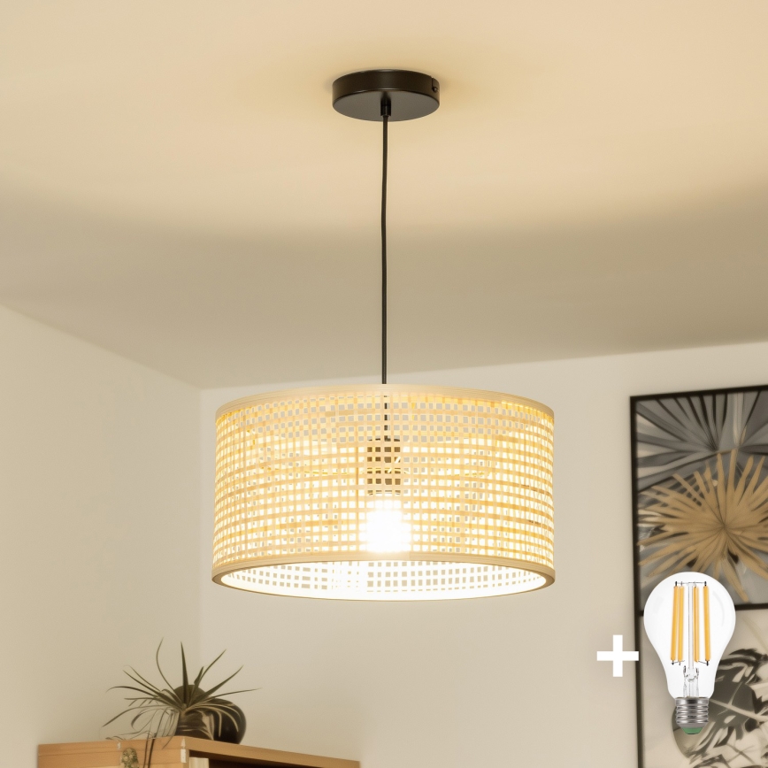 Brilagi - LED liustra su laidu CERIA BOHO 1xE27/40W/230V skersmuo 25 cm bambukas