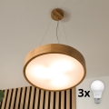 Brilagi - LED liustra su trosu CARVALHO 3xE27/15W/230V ąžuolas skersm. 47,5 cm