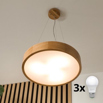 Brilagi - LED liustra su trosu CARVALHO 3xE27/15W/230V ąžuolas skersm. 47,5 cm