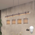 BRILAGI - LED liustras ant laido NUBILA 4xE27/60W/230V šviesiai pilkas