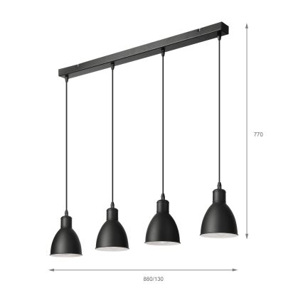 BRILAGI - LED liustras RIDDY ant laido 4xE27/60W/230V juodas