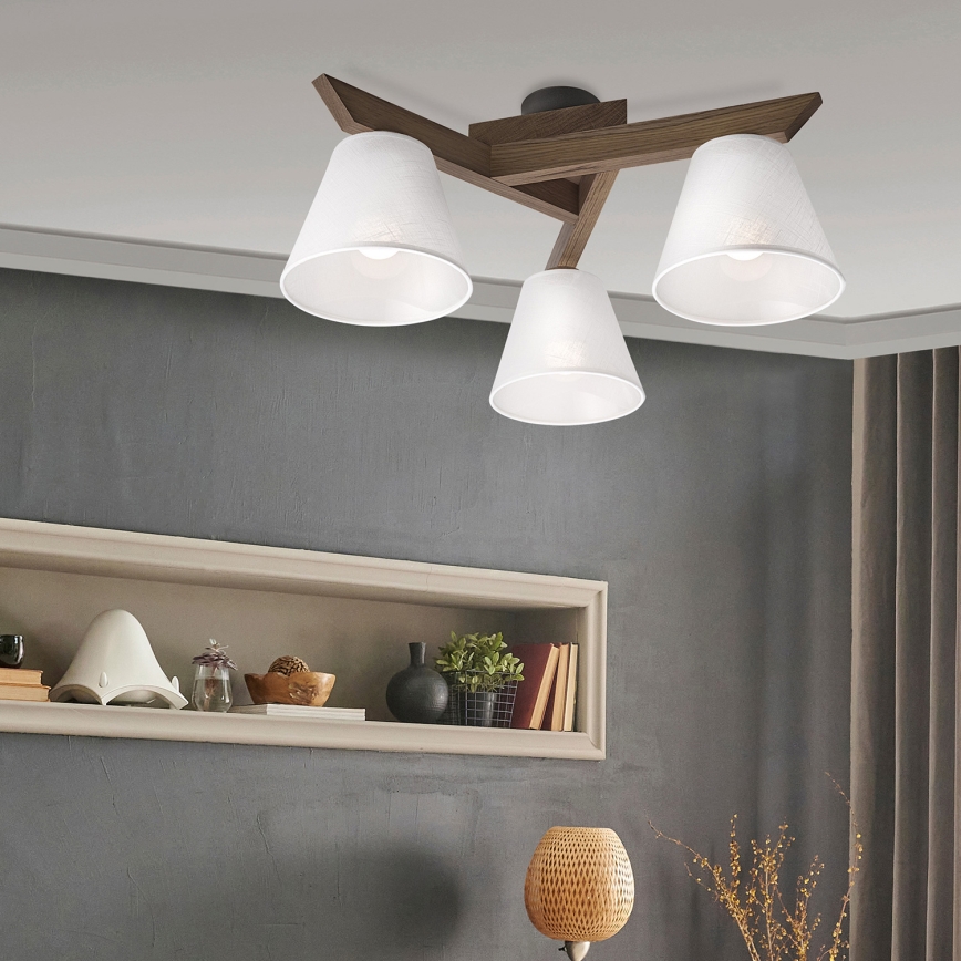 Brilagi - LED Lubinis šviestuvas ANTHONY 3xE14/40W/230V ąžuolo riešutas/balta
