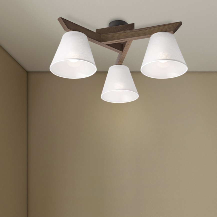 Brilagi - LED Lubinis šviestuvas ANTHONY 3xE14/40W/230V ąžuolo riešutas/balta