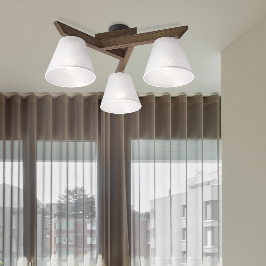 Brilagi - LED Lubinis šviestuvas ANTHONY 3xE14/40W/230V ąžuolo riešutas/balta