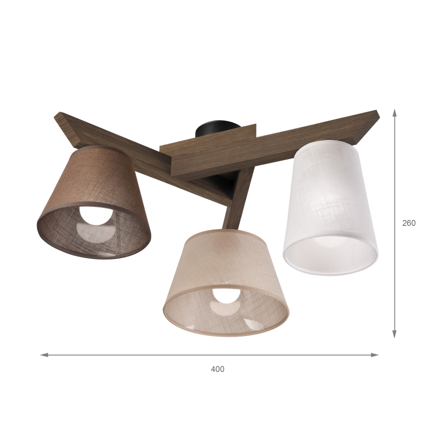 Brilagi - LED Lubinis šviestuvas ANTHONY 3xE14/40W/230V ąžuolo riešutas