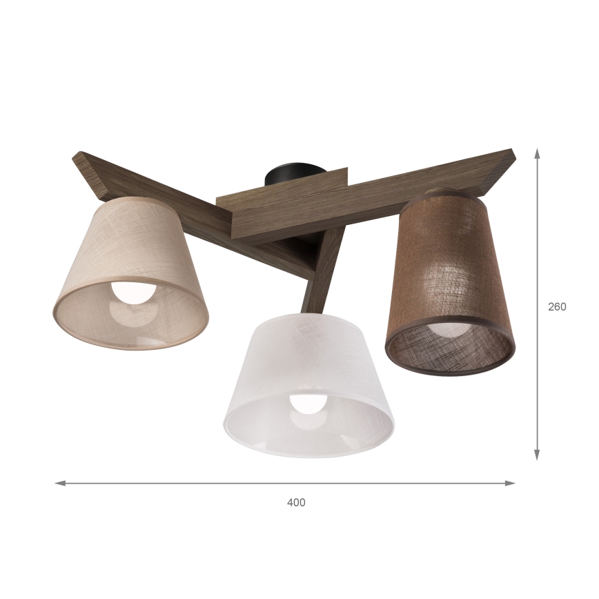Brilagi - LED Lubinis šviestuvas ANTHONY 3xE14/40W/230V ąžuolo riešutas