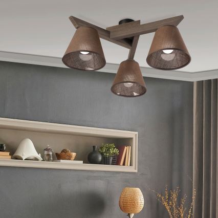 Brilagi - LED Lubinis šviestuvas ANTHONY 3xE14/40W/230V ąžuolo riešutas/ruda