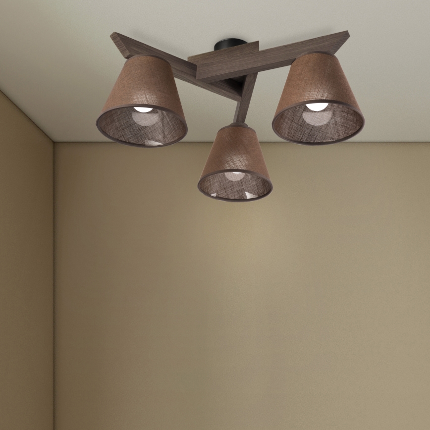 Brilagi - LED Lubinis šviestuvas ANTHONY 3xE14/40W/230V ąžuolo riešutas/ruda