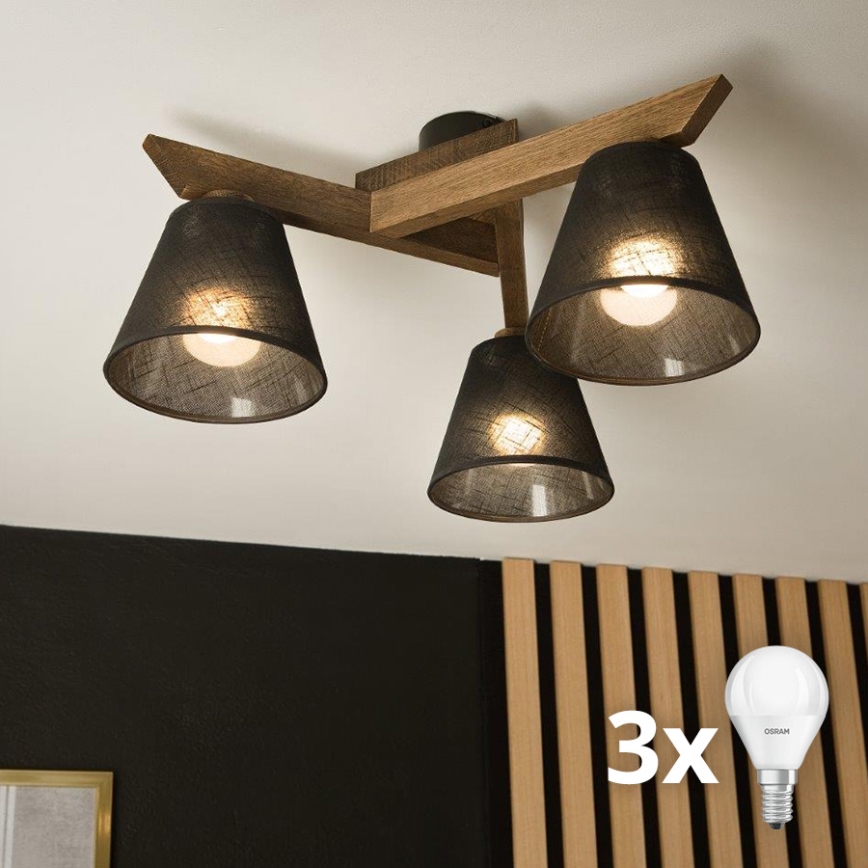 Brilagi - LED Lubinis šviestuvas ANTHONY 3xE14/40W/230V ąžuolo riešutas/juoda