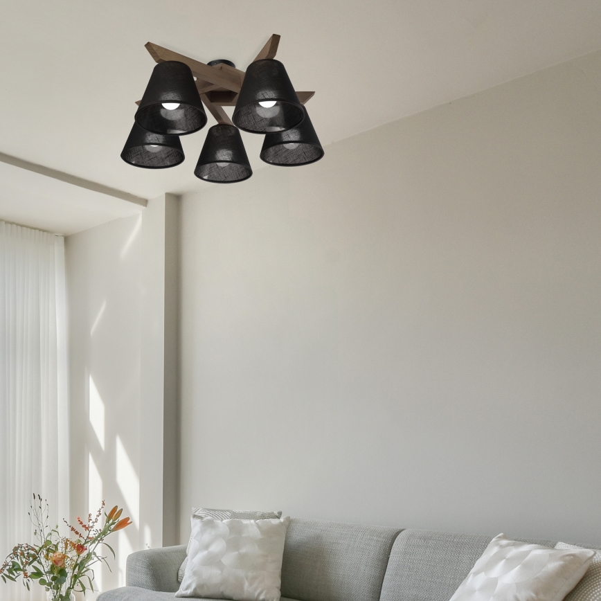Brilagi - LED Lubinis šviestuvas ANTHONY 5xE14/40W/230V ąžuolo riešutas/juoda