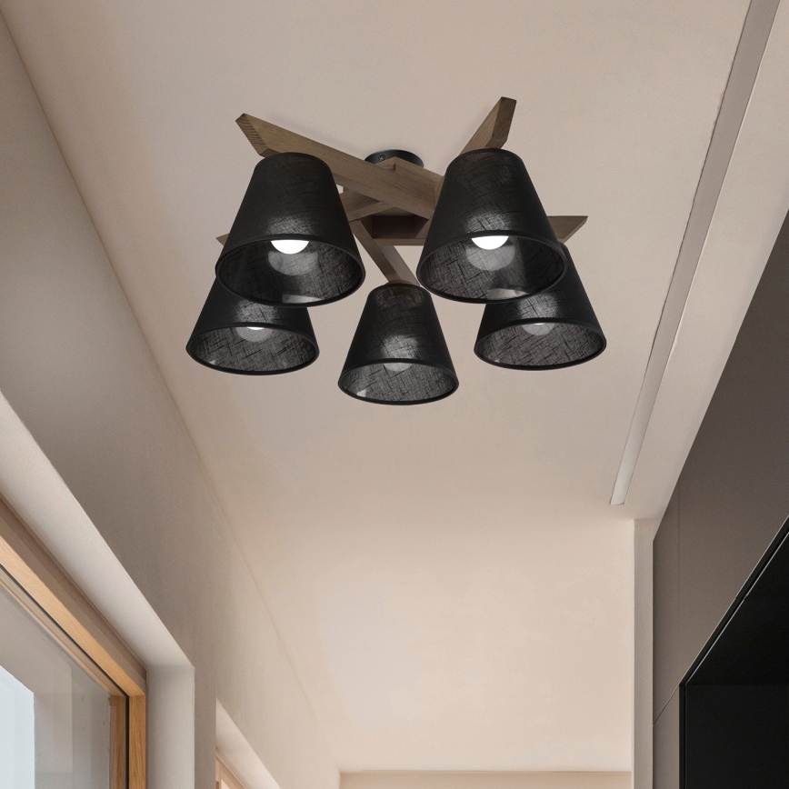 Brilagi - LED Lubinis šviestuvas ANTHONY 5xE14/40W/230V ąžuolo riešutas/juoda