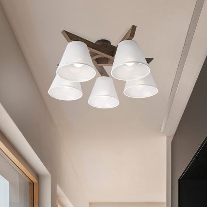 Brilagi - LED Lubinis šviestuvas ANTHONY 5xE14/40W/230V ąžuolo riešutas/balta
