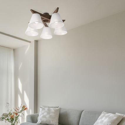 Brilagi - LED Lubinis šviestuvas ANTHONY 5xE14/40W/230V ąžuolo riešutas/balta