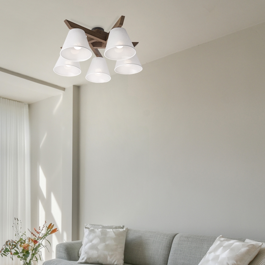 Brilagi - LED Lubinis šviestuvas ANTHONY 5xE14/40W/230V ąžuolo riešutas/balta