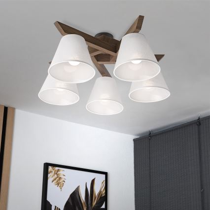 Brilagi - LED Lubinis šviestuvas ANTHONY 5xE14/40W/230V ąžuolo riešutas/balta