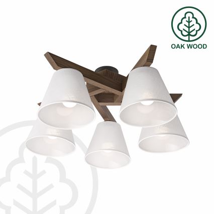 Brilagi - LED Lubinis šviestuvas ANTHONY 5xE14/40W/230V ąžuolo riešutas/balta