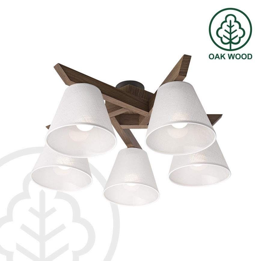 Brilagi - LED Lubinis šviestuvas ANTHONY 5xE14/40W/230V ąžuolo riešutas/balta