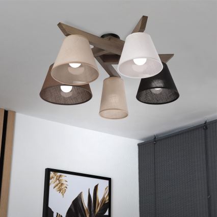 Brilagi - LED Lubinis šviestuvas ANTHONY 5xE14/40W/230V ąžuolo riešutas