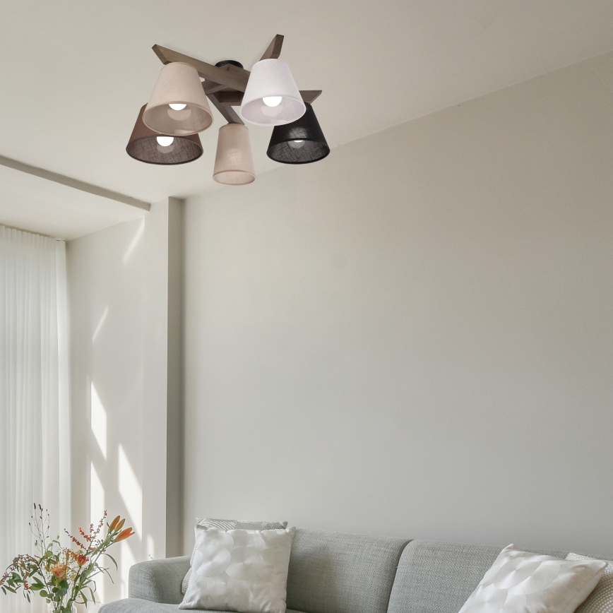 Brilagi - LED Lubinis šviestuvas ANTHONY 5xE14/40W/230V ąžuolo riešutas