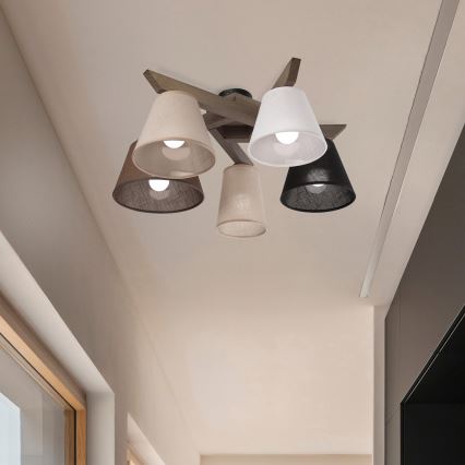 Brilagi - LED Lubinis šviestuvas ANTHONY 5xE14/40W/230V ąžuolo riešutas