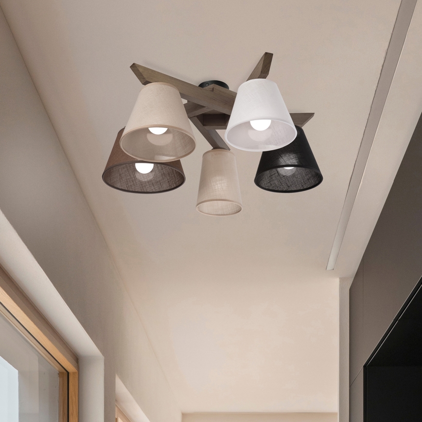 Brilagi - LED Lubinis šviestuvas ANTHONY 5xE14/40W/230V ąžuolo riešutas