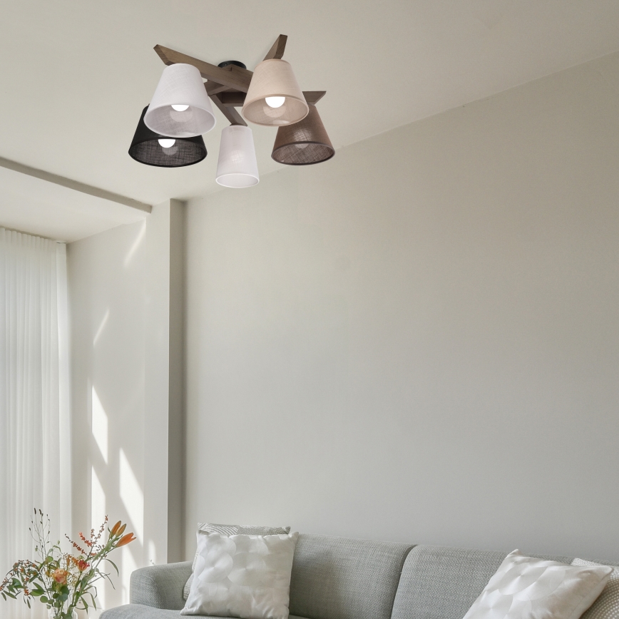 Brilagi - LED Lubinis šviestuvas ANTHONY 5xE14/40W/230V ąžuolo riešutas