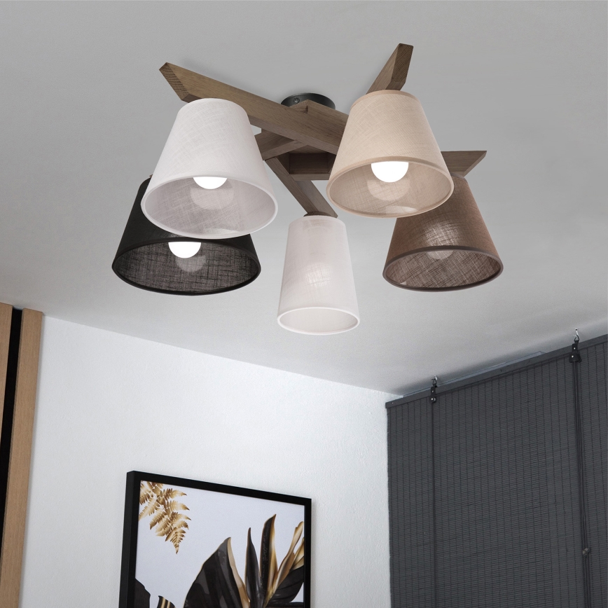 Brilagi - LED Lubinis šviestuvas ANTHONY 5xE14/40W/230V ąžuolo riešutas