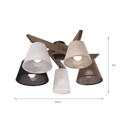 Brilagi - LED Lubinis šviestuvas ANTHONY 5xE14/40W/230V ąžuolo riešutas