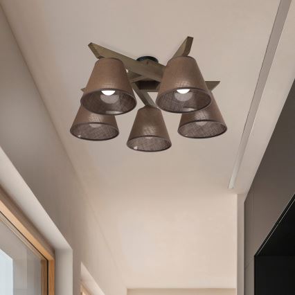 Brilagi - LED Lubinis šviestuvas ANTHONY 5xE14/40W/230V ąžuolo riešutas/ruda