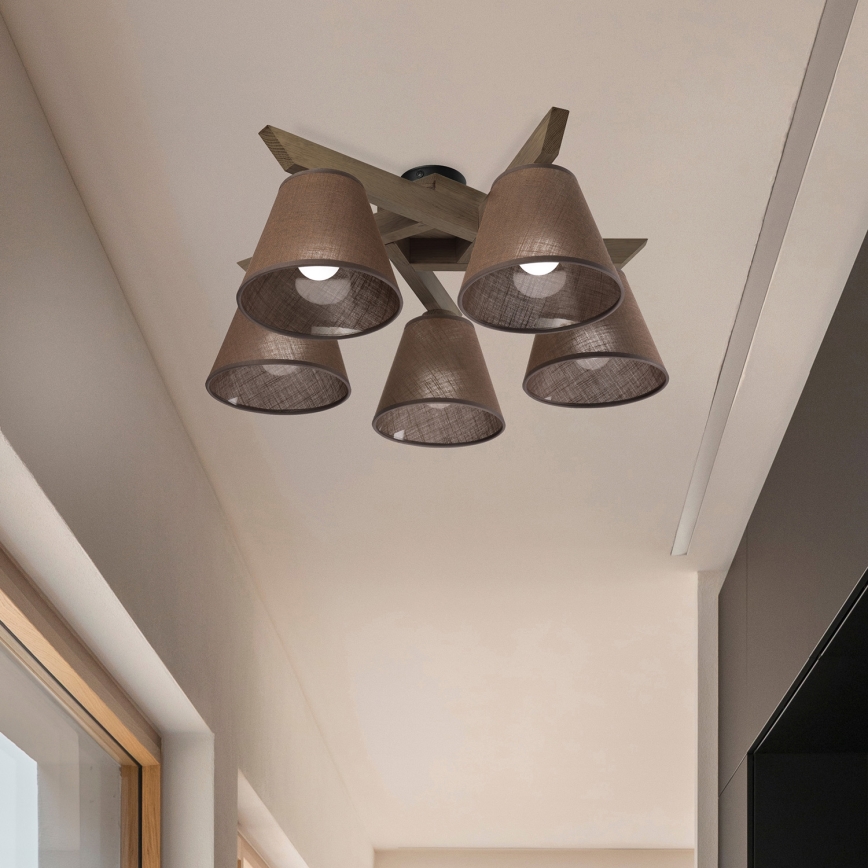 Brilagi - LED Lubinis šviestuvas ANTHONY 5xE14/40W/230V ąžuolo riešutas/ruda