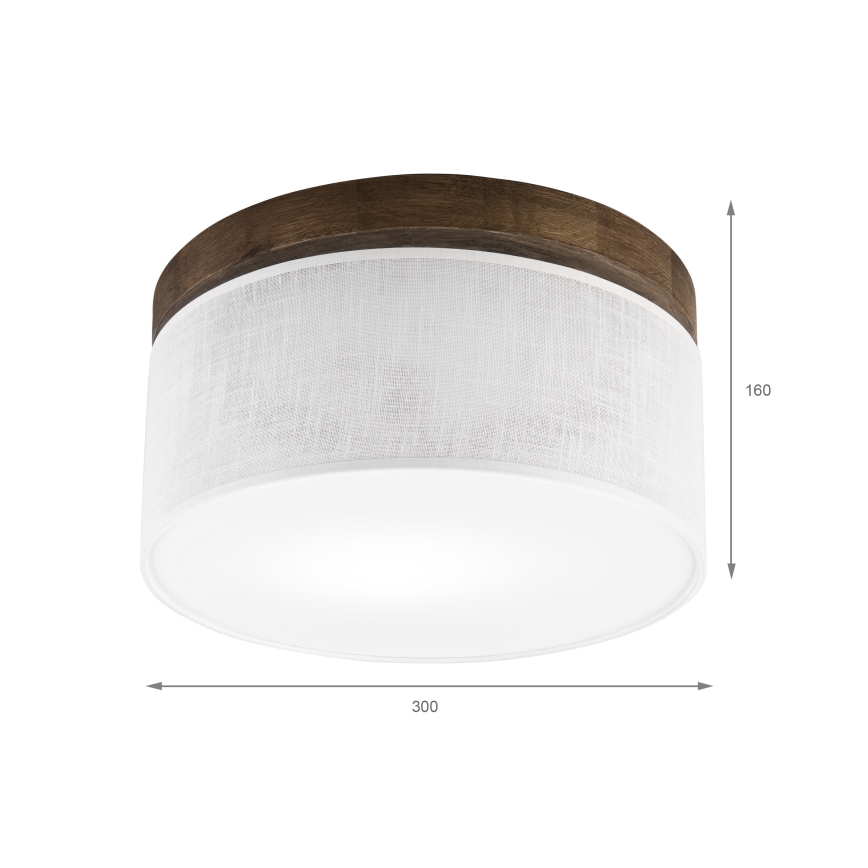 Brilagi - LED Lubinis šviestuvas BELLADONNA 1xE27/15W/230V skersmuo 30 cm balta/ąžuolas-riešutas