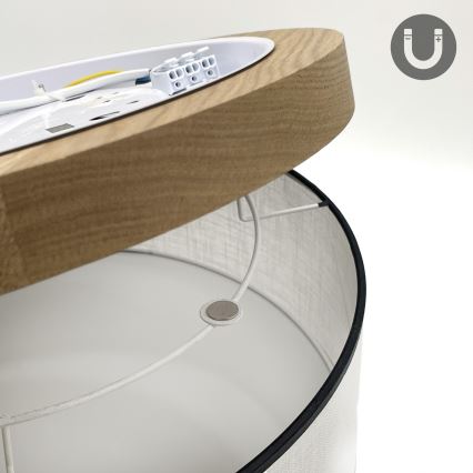 Brilagi - LED Lubinis šviestuvas BELLADONNA 2xE27/15W/230V diametras 40 cm balta/ąžuolas