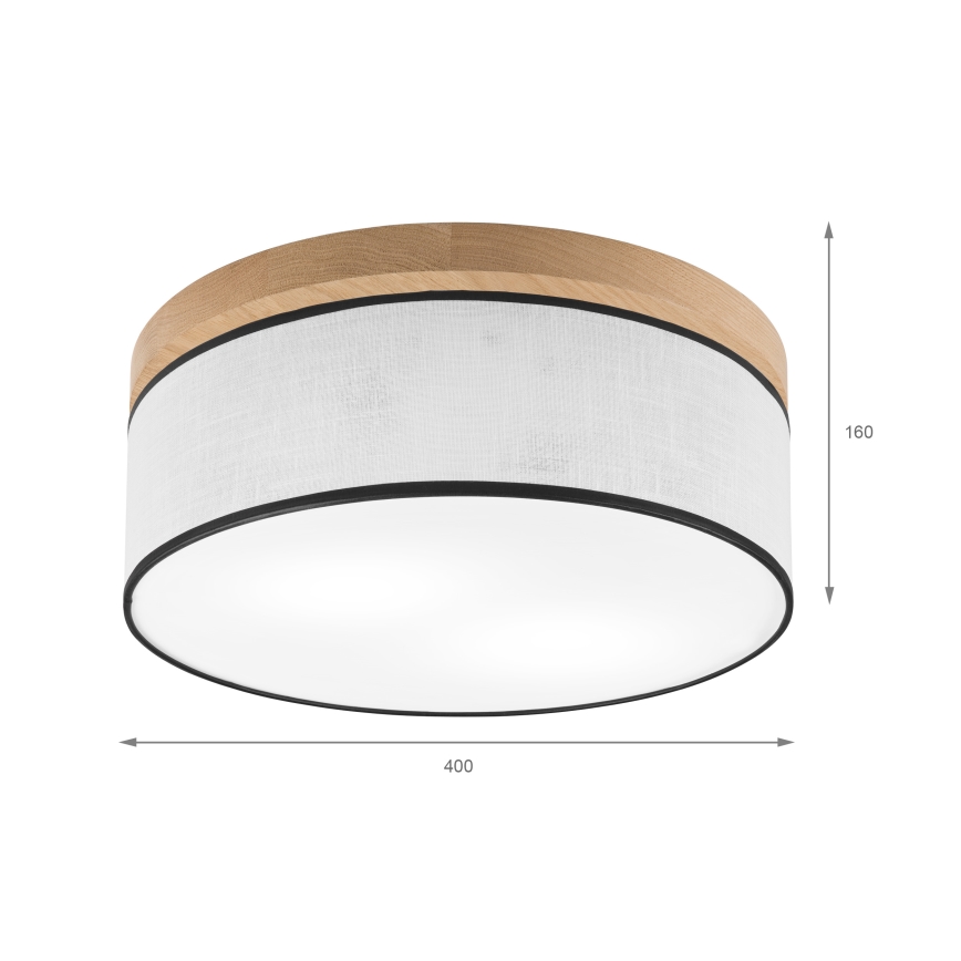 Brilagi - LED Lubinis šviestuvas BELLADONNA 2xE27/15W/230V diametras 40 cm balta/ąžuolas