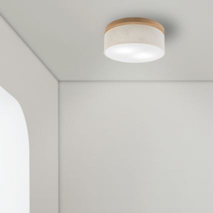 Brilagi - LED Lubinis šviestuvas BELLADONNA 2xE27/15W/230V diametras 40 cm kreminė/ąžuolas