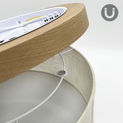Brilagi - LED Lubinis šviestuvas BELLADONNA 2xE27/15W/230V diametras 40 cm kreminė/ąžuolas