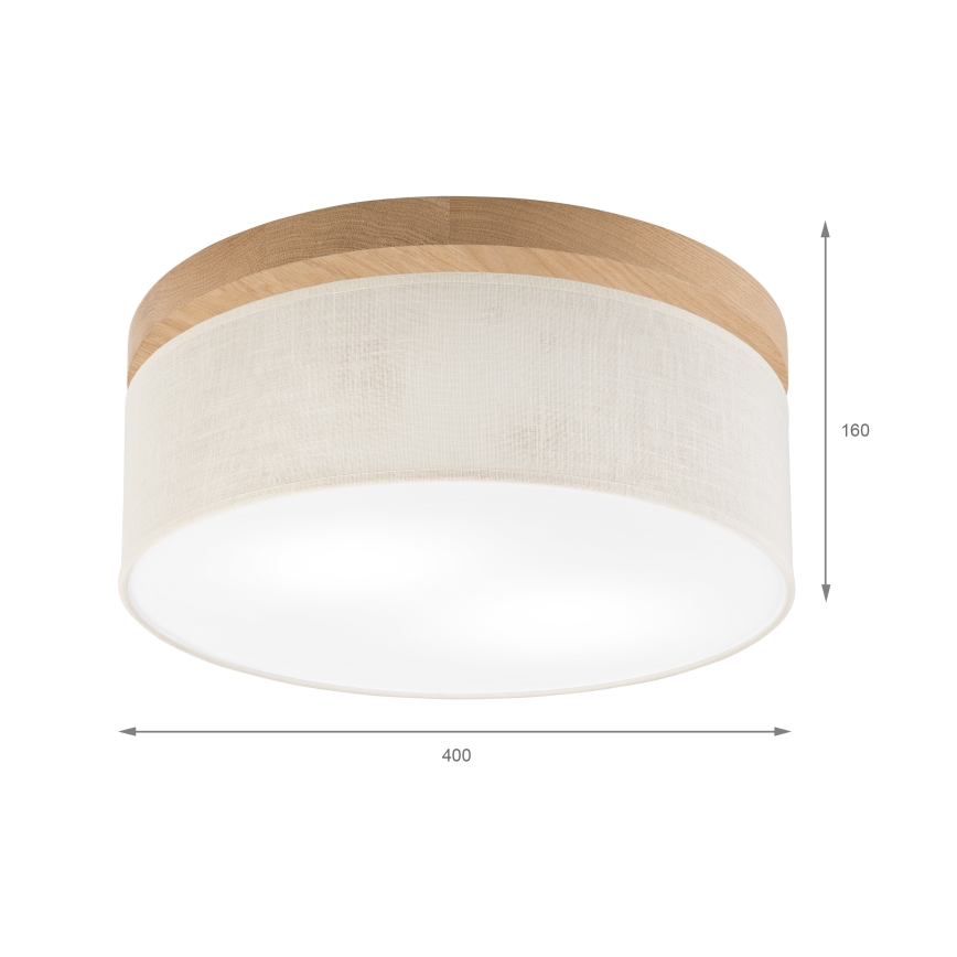 Brilagi - LED Lubinis šviestuvas BELLADONNA 2xE27/15W/230V diametras 40 cm kreminė/ąžuolas