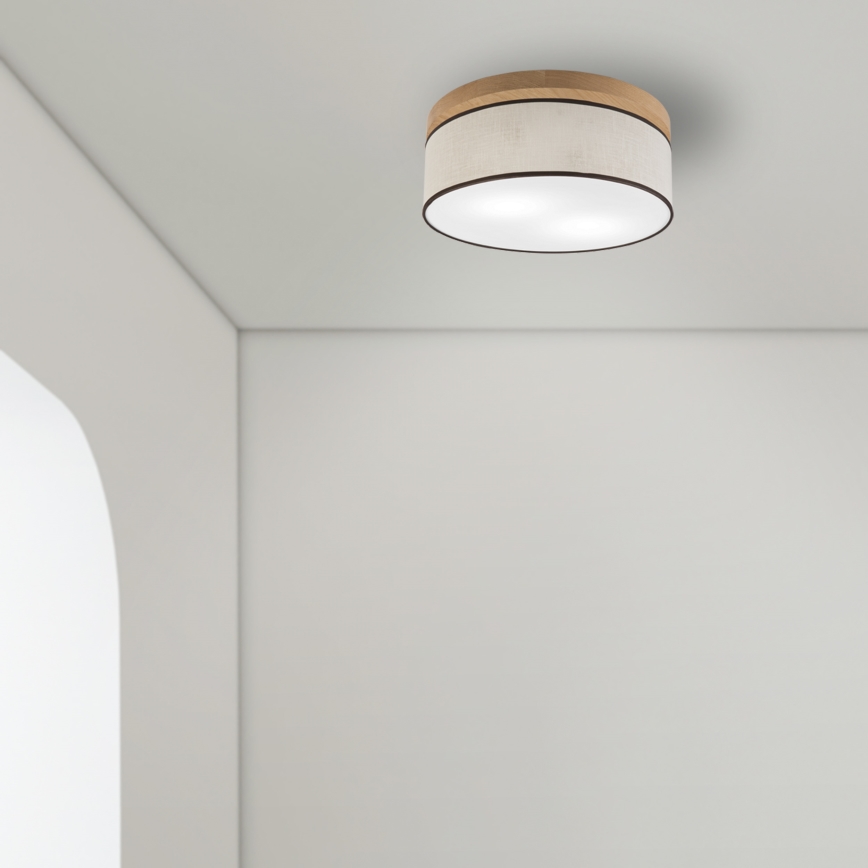 Brilagi - LED Lubinis šviestuvas BELLADONNA 2xE27/15W/230V diametras 40 cm kreminė/ąžuolas