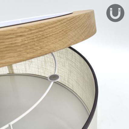 Brilagi - LED Lubinis šviestuvas BELLADONNA 2xE27/15W/230V diametras 40 cm kreminė/ąžuolas