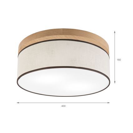 Brilagi - LED Lubinis šviestuvas BELLADONNA 2xE27/15W/230V diametras 40 cm kreminė/ąžuolas