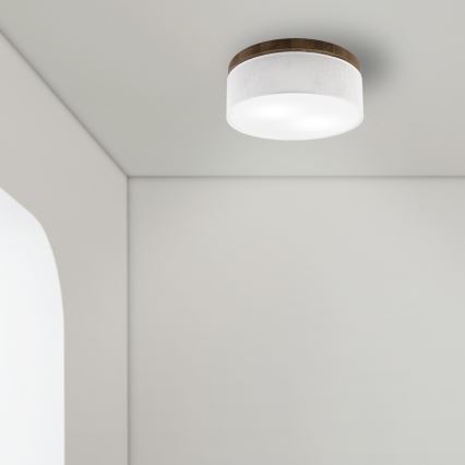 Brilagi - LED Lubinis šviestuvas BELLADONNA 2xE27/15W/230V skersmuo 40 cm balta/ąžuolas-riešutas