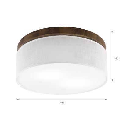 Brilagi - LED Lubinis šviestuvas BELLADONNA 2xE27/15W/230V skersmuo 40 cm balta/ąžuolas-riešutas