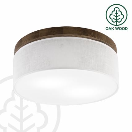 BRILAGI - LED lubinis šviestuvas BELLADONNA 2xE27/15W/230V Ø 40 cm balta/ąžuolas-riešutas